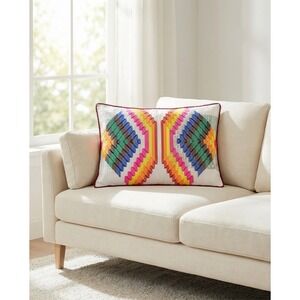 Ignite Colorful Geometric Decorative Throw Pillow Cover Red Backing 17"x24" NEW